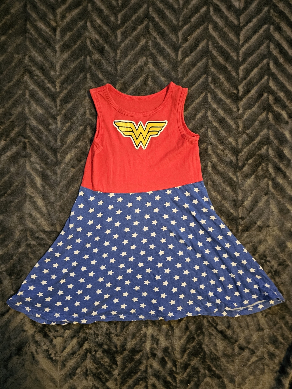 Wonder Woman Girls Dress Size 4/5 Red Blue Stars Superhero DC